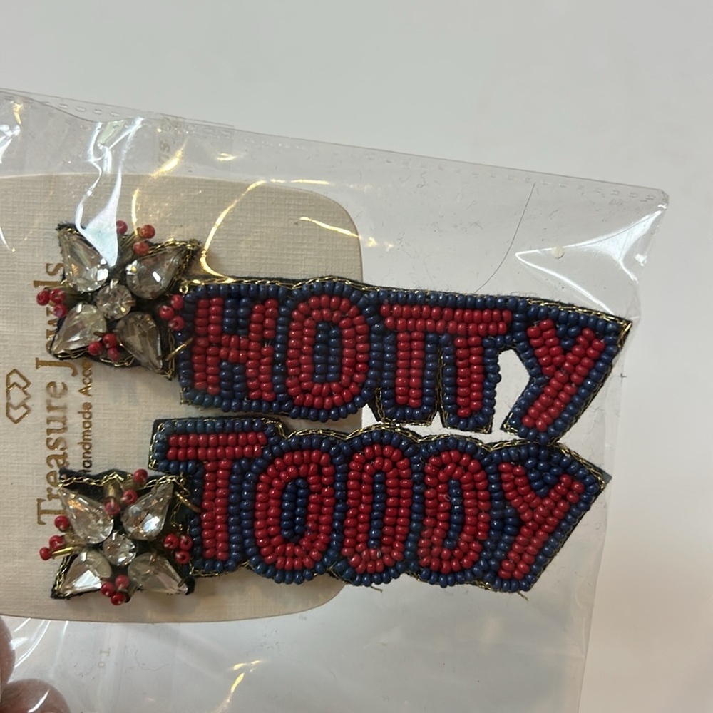 Hotty Toddy Ole Miss Game Day Beaded Eartings by Treasure Jewels NWT